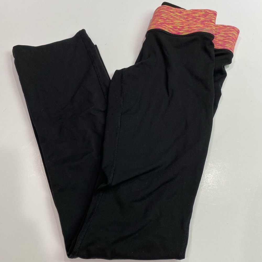 Victorias Secret Pink Juniors Sz XS black with orange & pink foldover waistband